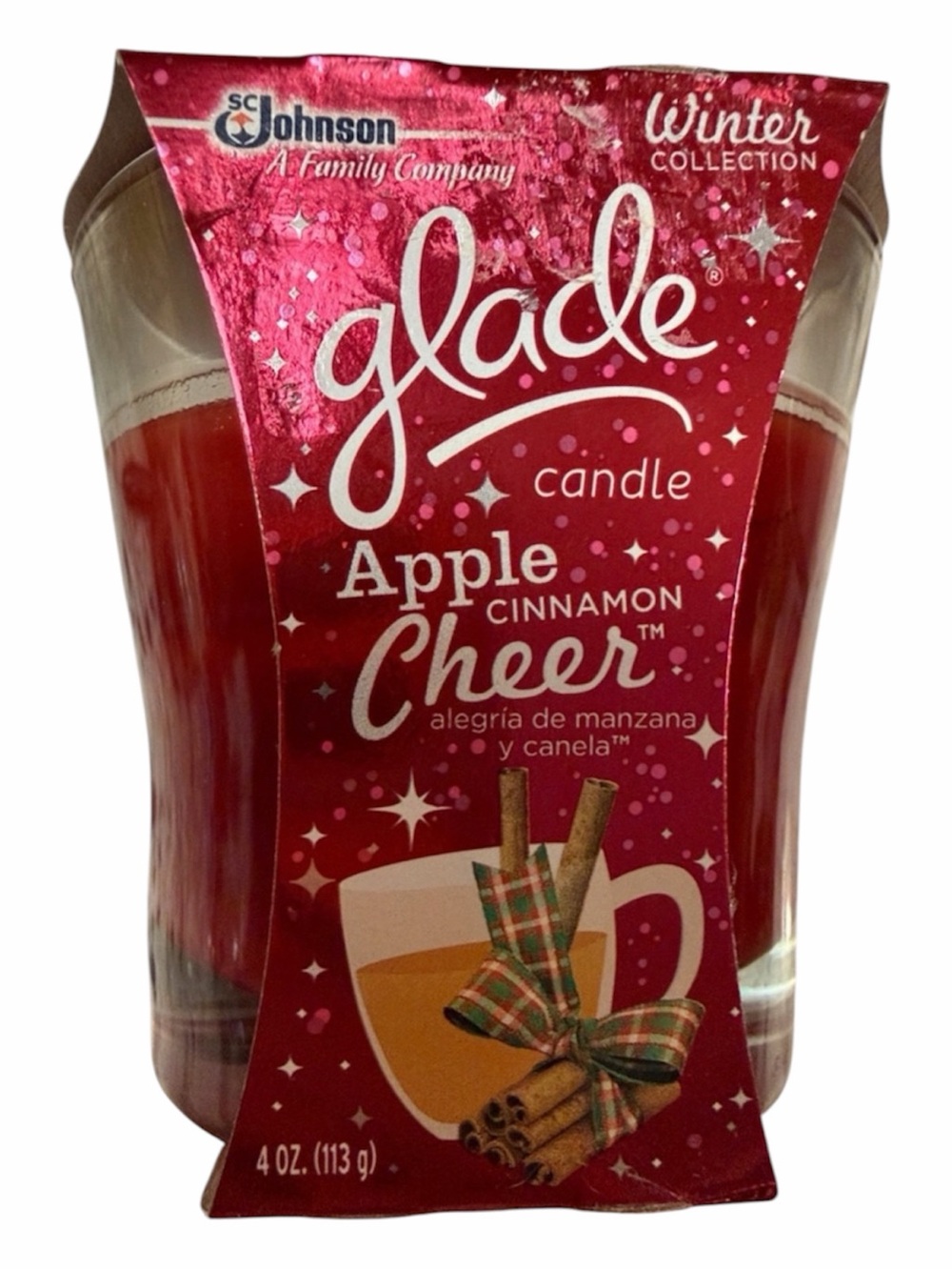 Glade Apple Cinnamon Cheer Candle - Red